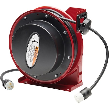 Reelcraft Cord Reel With Hand Lamp, 12 AWG, Red Reel Color, 45 ft Length, 1 Outlets L-4545-123-3A-PALLET